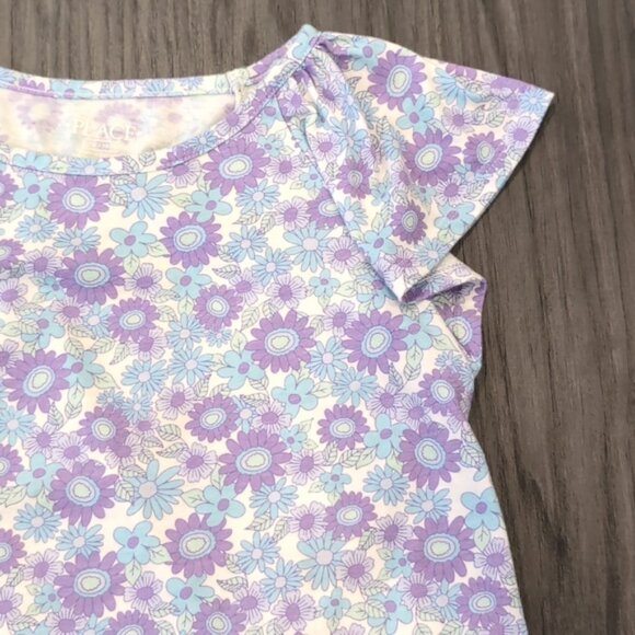 3/$20 THE CHILDRENS PLACE Iris Pop Print Tie Front Top Flutter Short Sleeve - Picture 5 of 9